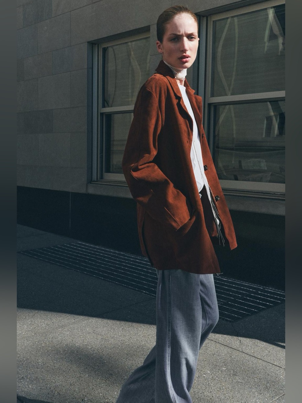 Zara ZW Collection Limited Edition Brown Suede Oversized Blazer-Style Jacket NWT
